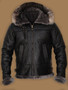 Men Black Shearling Jacket With Fur Hoodie