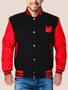 Men's Magnetic Black & Red Varsity Jacket