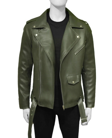 ジャケット・アウター todayful ECO LEATHER OVER JACKET olive Mens Olive Green Moto Leather Jacket