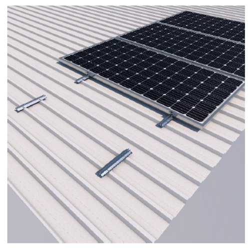 Supporto complanare microrail tetto lamiera verticale kit 6 moduli