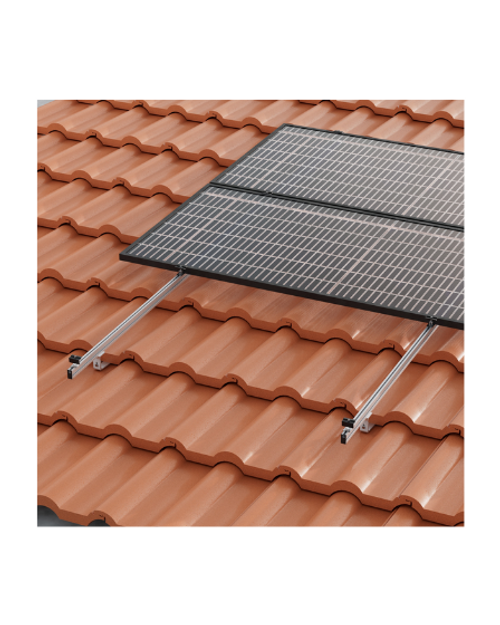 Supporto complanare regolabile con staffa salva tegole kit 2 modulo - morsetti neri Supporto complanare regolabile con staffa salva tegole kit 2 modulo - morsetti neri