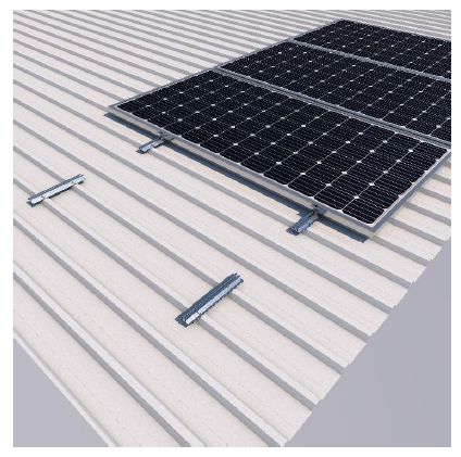 Supporto complanare microrail tetto lamiera verticale kit 4 moduli