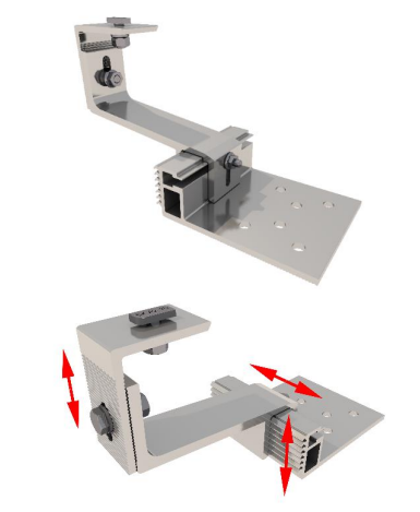 Supporto complanare regolabile con staffa salva tegole kit 3 moduli