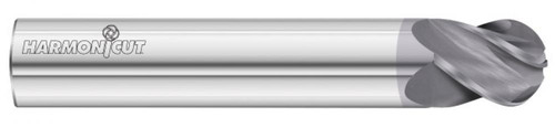 Fullerton Ball End Mill: 1/8" Dia, 1/4" LOC, 1-1/2" OAL, 4 Flute, FULCOAT 18, 34924