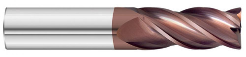 Fullerton Corner Radius End Mill: 5/8" Dia, 1-1/2" LOC, 3-1/2" OAL, .030" Corner Radius, 4 Flute, FULCOAT 20, 33521