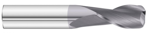 Fullerton Corner Radius End Mill: 1/2" Dia, 1" LOC, 3" OAL, .090" Corner Radius, 2 Flute, TiAlN, 33883