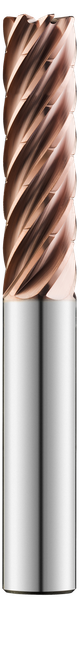 SGS Corner Radius End Mill: 1" Dia, 4" LOC, 7" OAL, .060" Corner Radius, 7 Flute, TM (Ti-NAMITE-M), Solid Carbide, 77335