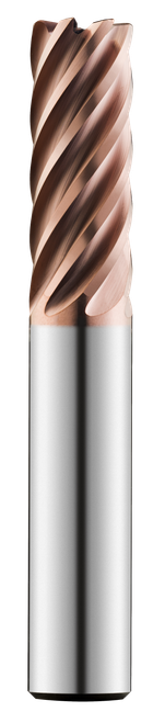 SGS Corner Radius End Mill: 1" Dia, 4" LOC, 7" OAL, .120" Corner Radius, 7 Flute, TM (Ti-NAMITE-M), Solid Carbide, 77337