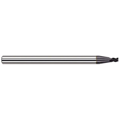 Harvey Tool Square End Mill: .025" Dia, .038" LOC, 1-1/2" OAL, 3 Flute, AlTiN, 964925-C3