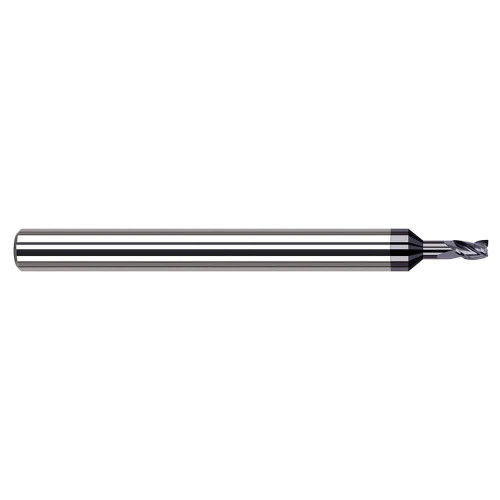 Harvey Tool Square End Mill: 1/32" Dia, 3/64" LOC, 1-1/2" OAL, 3/32" Reach, 3 Flute, AlTiN, 945331-C3