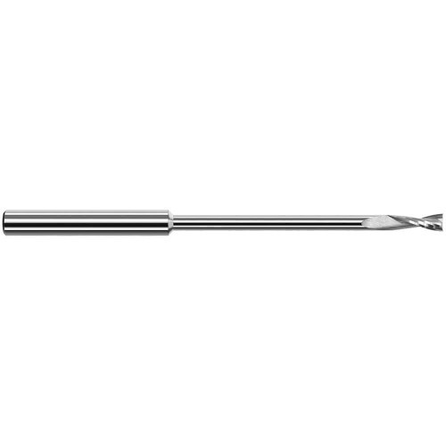 Harvey Tool Square End Mill: 1/32" Dia, 3/32" LOC, 1-1/2" OAL, .470" Reach, 2 Flute, Uncoated, 979731