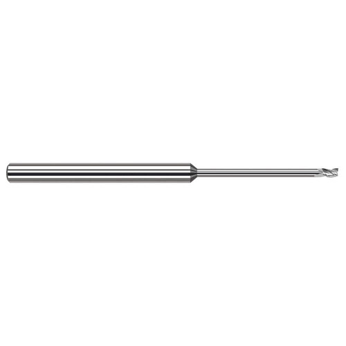 Harvey Tool Square End Mill: .035" Dia, .052" LOC, 2-1/2" OAL, .525" Reach, 3 Flute, Uncoated, 48935