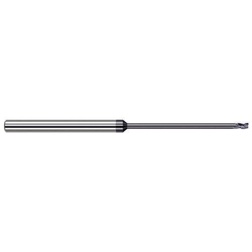 Harvey Tool Square End Mill: 1/64" Dia, .022" LOC, 2-1/2" OAL, .300" Reach, 3 Flute, AlTiN, 58315-C3