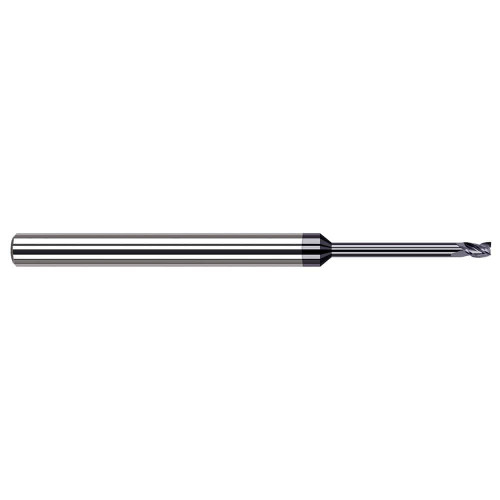 Harvey Tool Square End Mill: .020" Dia, .030" LOC, 2-1/2" OAL, .200" Reach, 3 Flute, AlTiN, 982120-C3