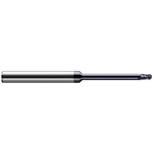 Harvey Tool Ball End Mill: 1/16" Dia, 3/32" LOC, 2-1/2" OAL, 3/4" Reach, 4 Flute, AlTiN, 65462-C3