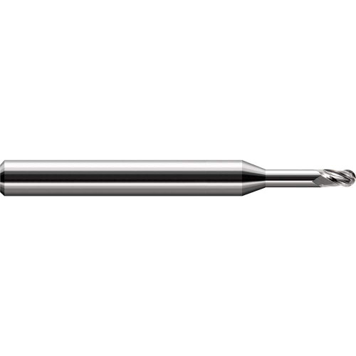 Harvey Tool Ball End Mill: 3/8" Dia, .570" LOC, 4" OAL, 2" Reach, 3 Flute, Uncoated, 33524