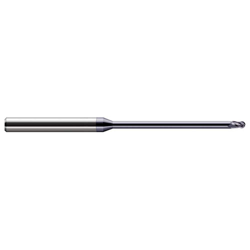 Harvey Tool Ball End Mill: .030" Dia, .045" LOC, 2-1/2" OAL, .540" Reach, 3 Flute, AlTiN, 970730-C3