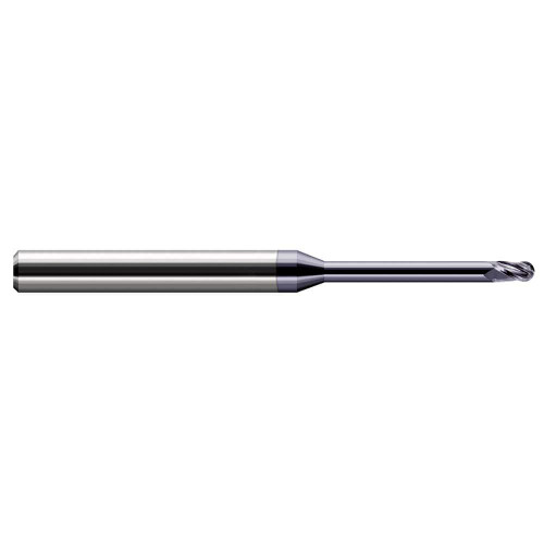 Harvey Tool Ball End Mill: .030" Dia, .045" LOC, 2-1/2" OAL, 5/16" Reach, 3 Flute, AlTiN, 966030-C3