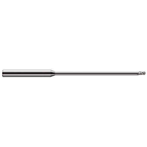 Harvey Tool Ball End Mill: .040" Dia, .060" LOC, 2-1/2" OAL, 1" Reach, 3 Flute, Uncoated, 40140