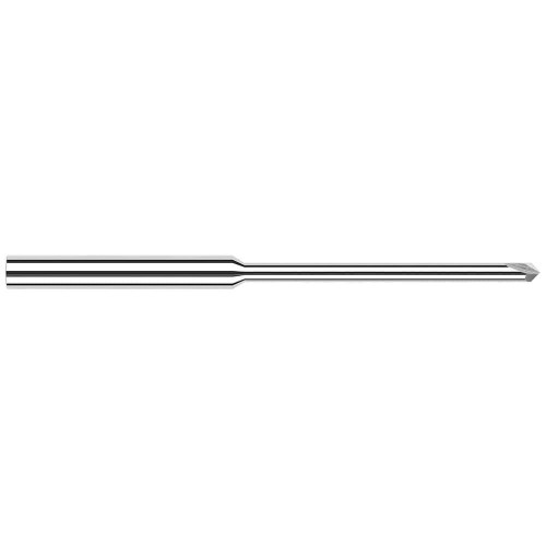 Harvey Tool Chamfer Mill: 1/8" Shank x 3/64" LOC x 2-1/2" OAL, 90° Included, 2 Flute, Uncoated, 902845