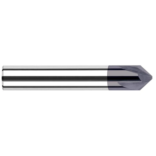Harvey Tool Chamfer Mill: 1/2" Shank x .210" LOC x 3" OAL, 90° Included, 4 Flute, AlTiN, 18345-C3
