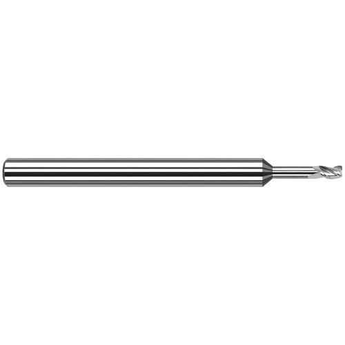 Harvey Tool Corner Radius End Mill: 1/8" Dia, 3/16" LOC, 2-1/2" OAL, .030" Corner Radius, 1" Reach, 3 Flute, Uncoated, 891908