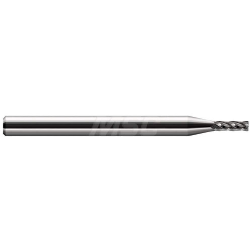 Harvey Tool Corner Radius End Mill: 1/16" Dia, 1/4" LOC, 2-1/2" OAL, .010" Corner Radius, 4 Flute, Uncoated, 787362