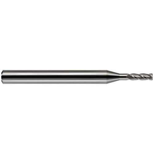 Harvey Tool Corner Radius End Mill: 1/8" Dia, 3/8" LOC, 2" OAL, .010" Corner Radius, 1" Reach, 4 Flute, Uncoated, 877708