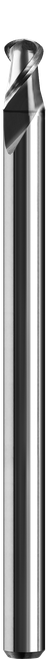 SGS Ball End Mill: .059" Dia, .177" LOC, 1-1/2" OAL, 2 Flute, Bright/Uncoated, Solid Carbide, 00497