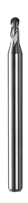 SGS Ball End Mill: 1.90mm Dia, 2.80mm LOC, 38.00mm OAL, 4 Flute, Bright/Uncoated, Solid Carbide, 01936