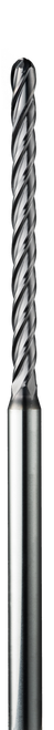 SGS Ball End Mill: .060" Dia, .480" LOC, 2-1/2" OAL, 4 Flute, Bright/Uncoated, Solid Carbide, 00991