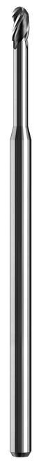 SGS Ball End Mill: .047" Dia, .071" LOC, 2-1/2" OAL, .705" Reach, 3 Flute, Bright/Uncoated, Solid Carbide, 09470