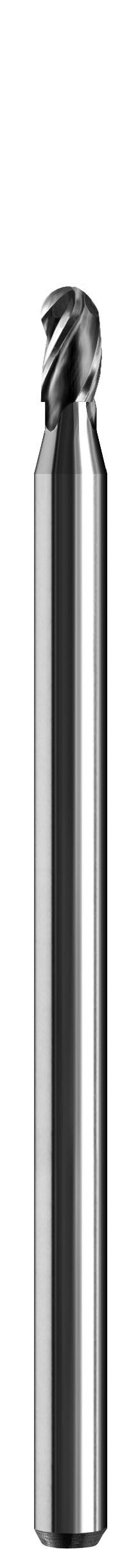 SGS Ball End Mill: .030" Dia, .045" LOC, 1-1/2" OAL, 3 Flute, Bright/Uncoated, Solid Carbide, 01387