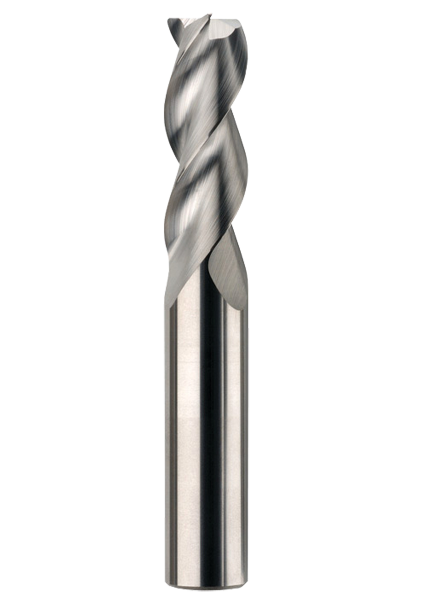 SGS Corner Radius End Mill: 1/4" Dia, 1" LOC, 3" OAL, .010" Corner Radius, 3 Flute, Bright/Uncoated, Solid Carbide, 35581