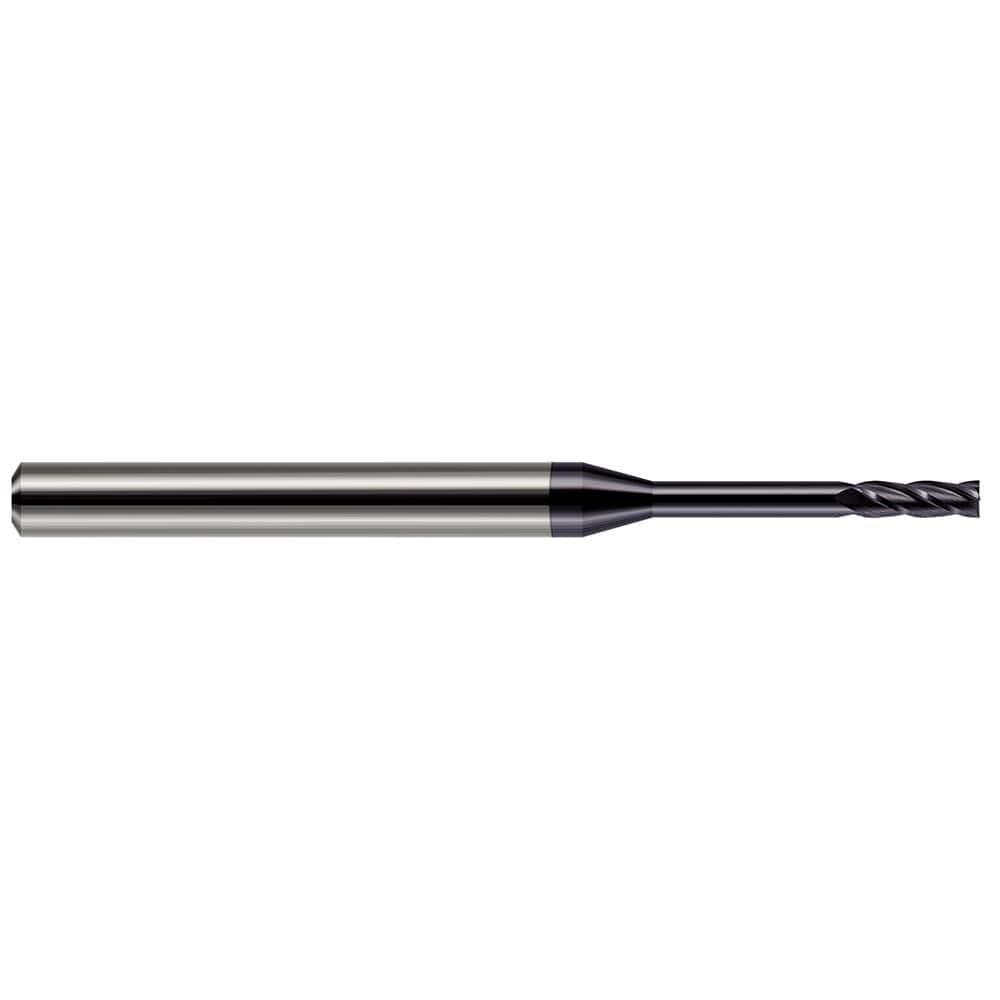 Harvey Tool Square End Mill: .030" Dia, .090" LOC, 1-1/2" OAL, .270" Reach, 4 Flute, AlTiN, 76430-C3