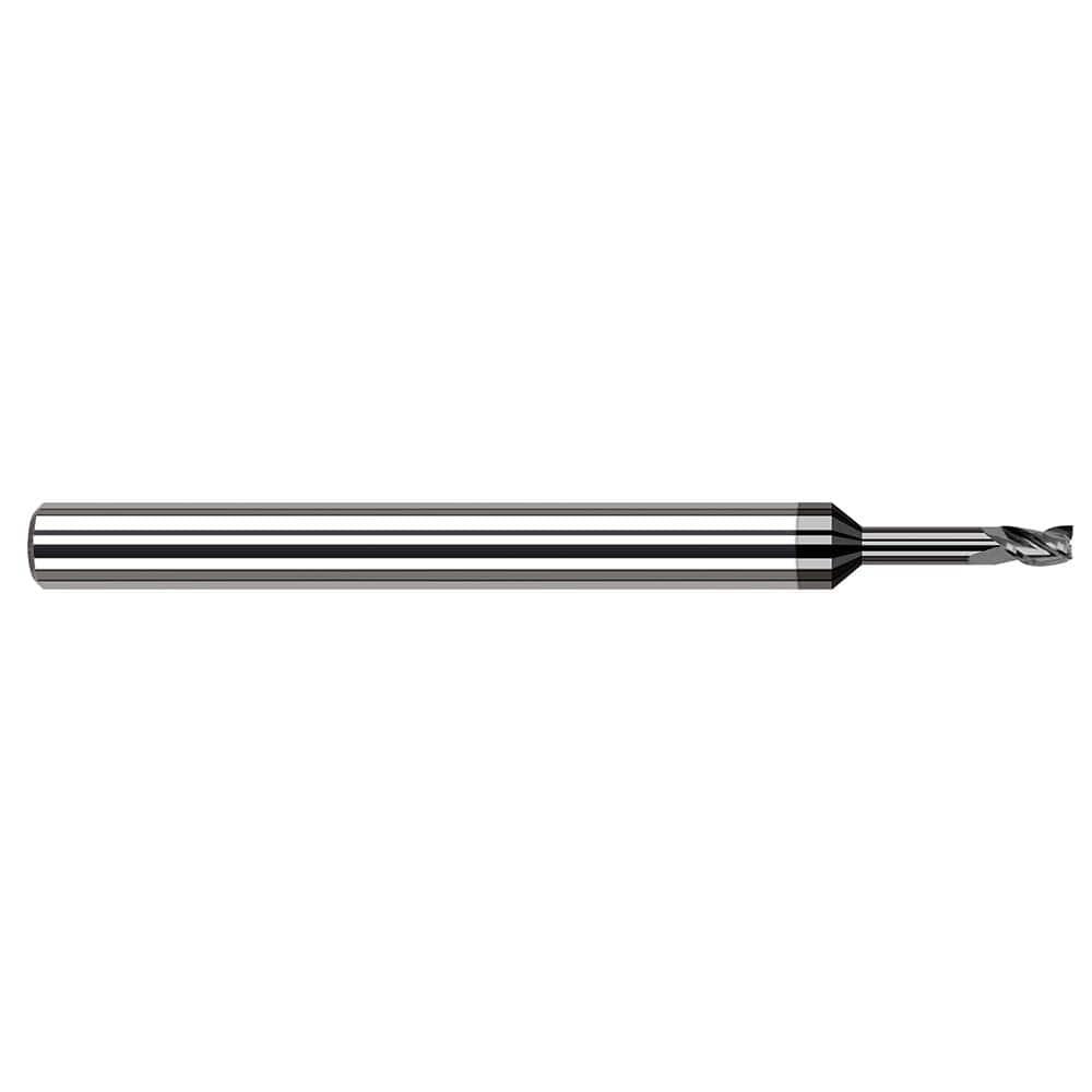 Harvey Tool Square End Mill: .020" Dia, .030" LOC, 2-1/2" OAL, .100" Reach, 3 Flute, Amorphous Diamond, 33220-C4