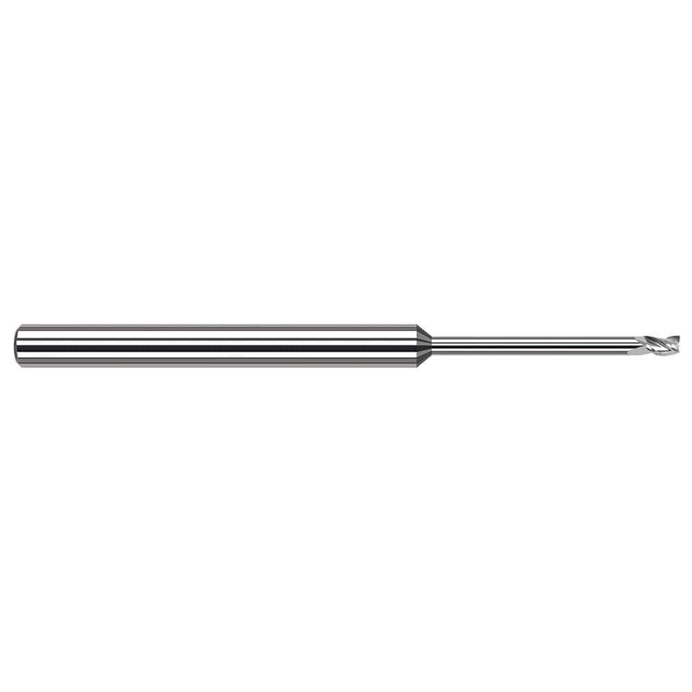 Harvey Tool Square End Mill: .050" Dia, .075" LOC, 2-1/2" OAL, .600" Reach, 3 Flute, Uncoated, 35450
