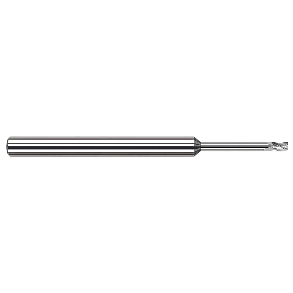 Harvey Tool Square End Mill: 3/16" Dia, 9/32" LOC, 3" OAL, 1.680" Reach, 3 Flute, Uncoated, 846912