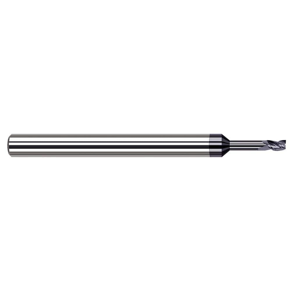 Harvey Tool Square End Mill: .027" Dia, .041" LOC, 2-1/2" OAL, .135" Reach, 3 Flute, AlTiN, 33227-C3