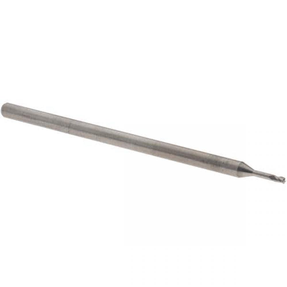 Harvey Tool Square End Mill: .050" Dia, .075" LOC, 2-1/2" OAL, 1/4" Reach, 3 Flute, Uncoated, 33250