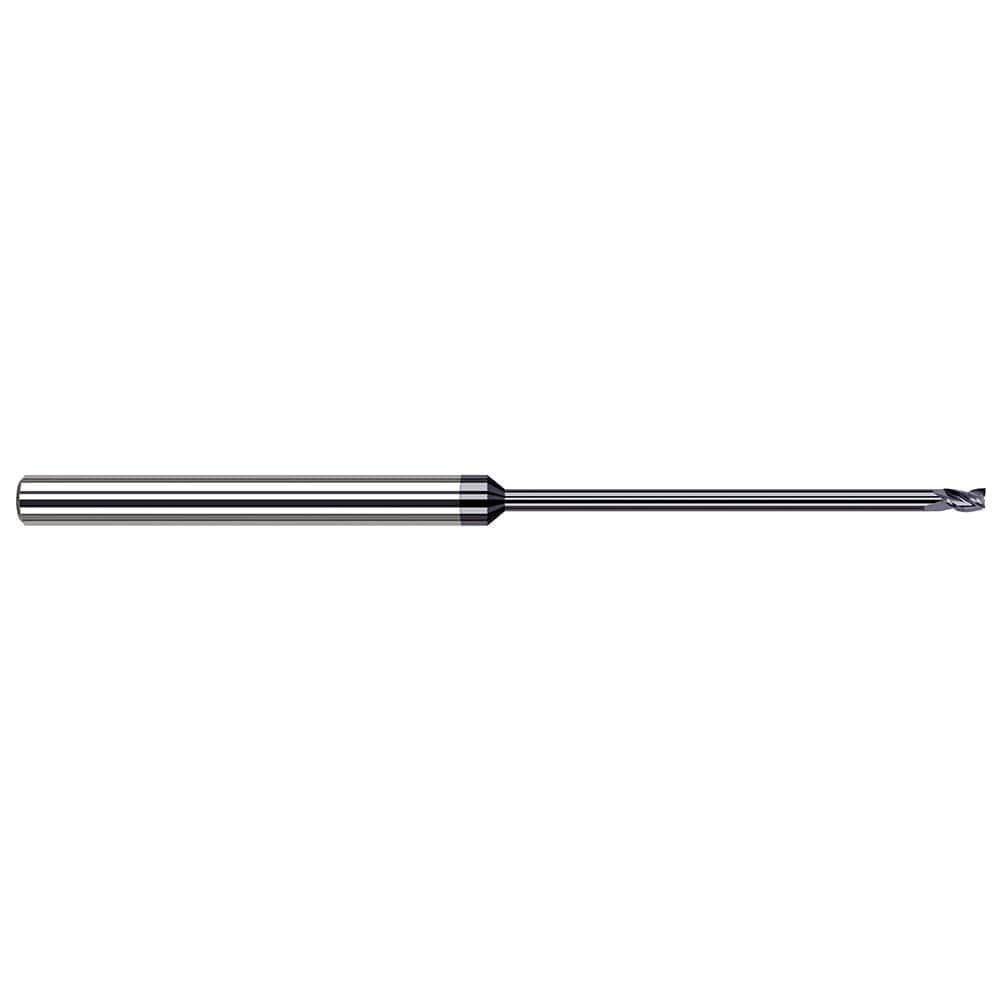 Harvey Tool Square End Mill: 1/64" Dia, .022" LOC, 2-1/2" OAL, .300" Reach, 3 Flute, AlTiN, 58315-C3