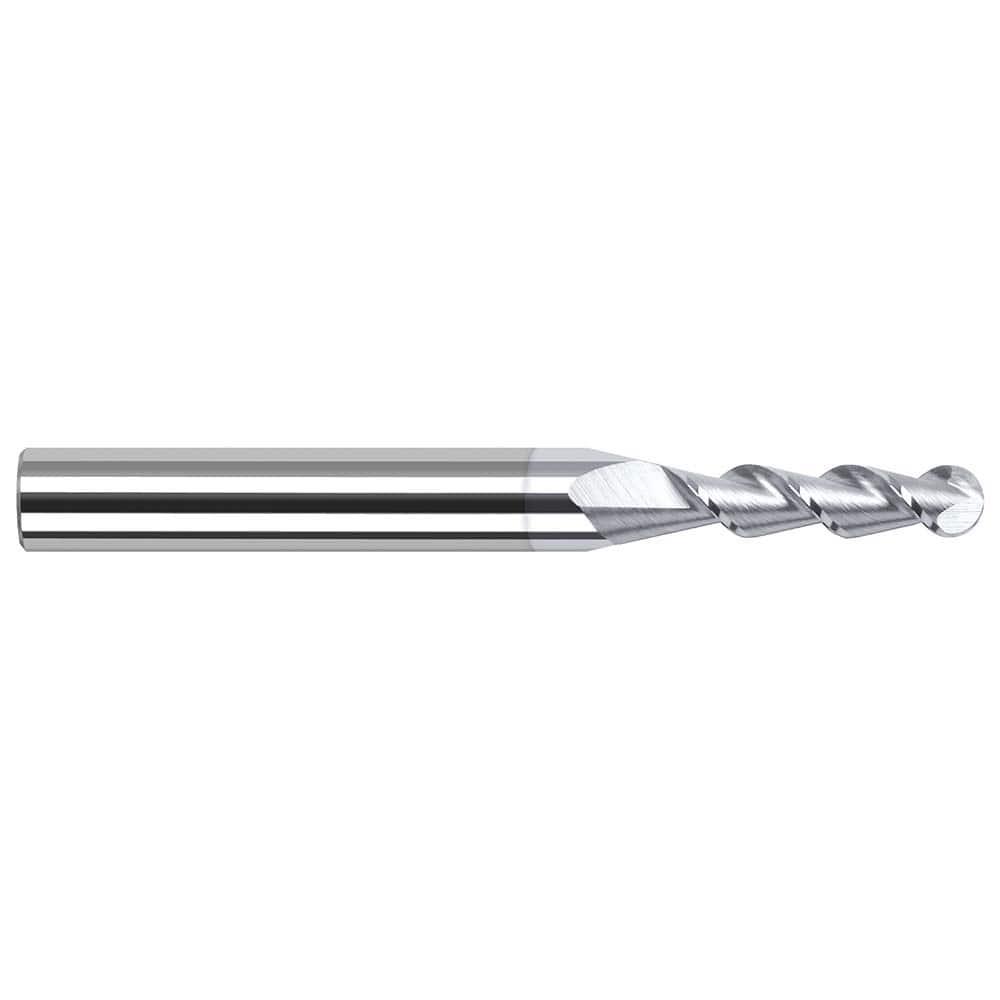 Harvey Tool Ball End Mill: 1/32" Dia, 5/32" LOC, 2-1/2" OAL, 2 Flute, TiB2, 887631-C8