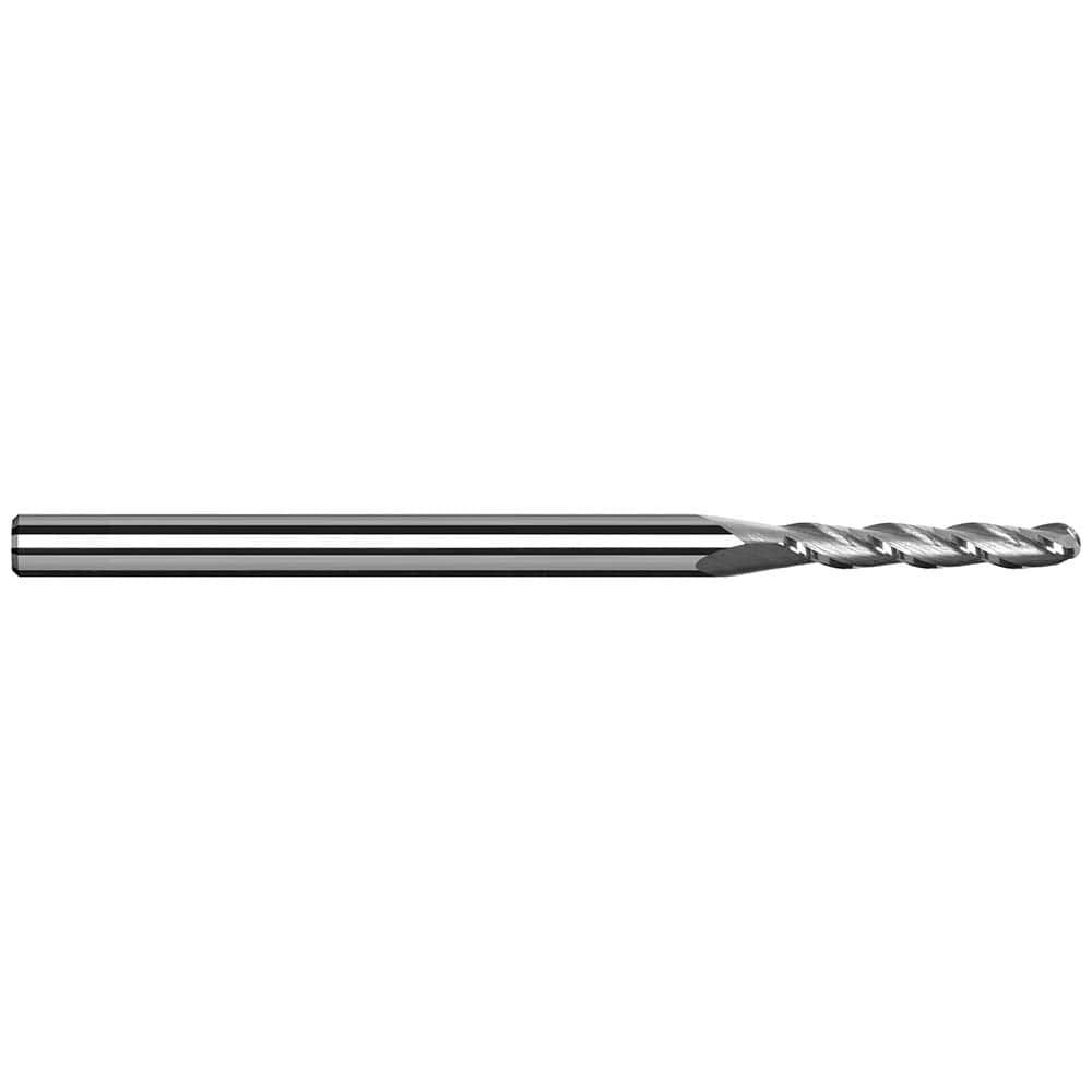 Harvey Tool Ball End Mill: 1/8" Dia, 1/2" LOC, 2-1/2" OAL, 3 Flute, Uncoated, 791208