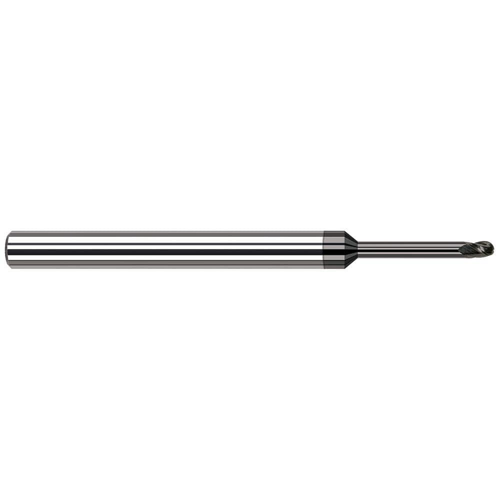 Harvey Tool Ball End Mill: 1/4" Dia, 3/8" LOC, 4" OAL, 2" Reach, 3 Flute, Amorphous Diamond, 54516-C4