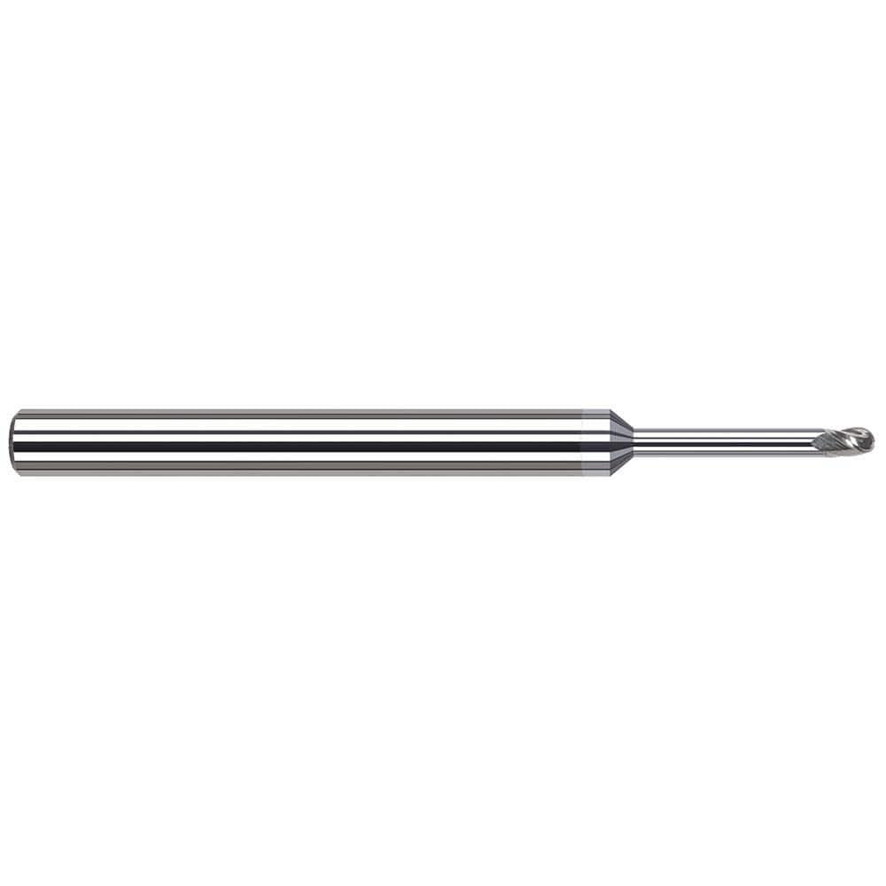 Harvey Tool Ball End Mill: 1/4" Dia, 3/8" LOC, 4" OAL, 2" Reach, 3 Flute, TiB2, 54516-C8