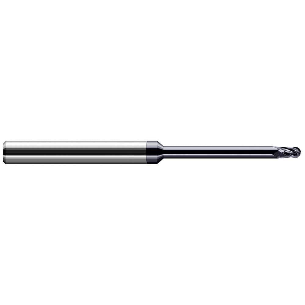 Harvey Tool Ball End Mill: 1/16" Dia, 3/32" LOC, 2-1/2" OAL, 3/4" Reach, 4 Flute, AlTiN Nano, 64862-C6