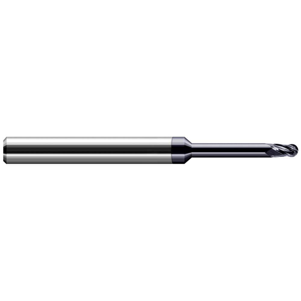Harvey Tool Ball End Mill: 3/16" Dia, 9/32" LOC, 3" OAL, 1-1/2" Reach, 4 Flute, AlTiN Nano, 56212-C6