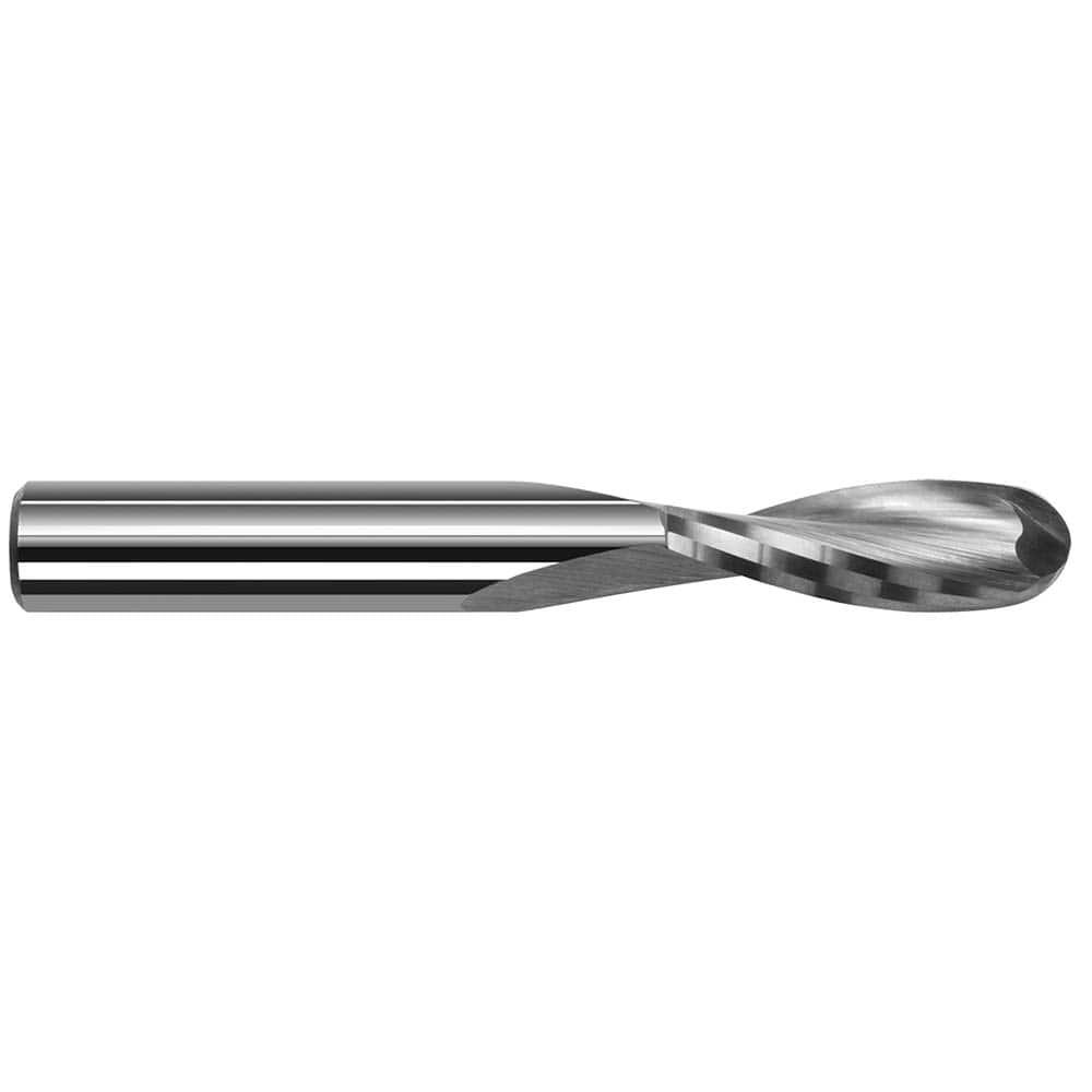 Harvey Tool Ball End Mill: 1/4" Dia, 3/4" LOC, 2-1/2" OAL, 2 Flute, Uncoated, 49616