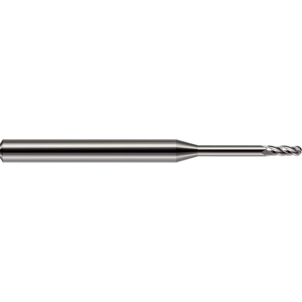 Harvey Tool Ball End Mill: .035" Dia, .105" LOC, 1-1/2" OAL, .315" Reach, 2 Flute, Uncoated, 76635