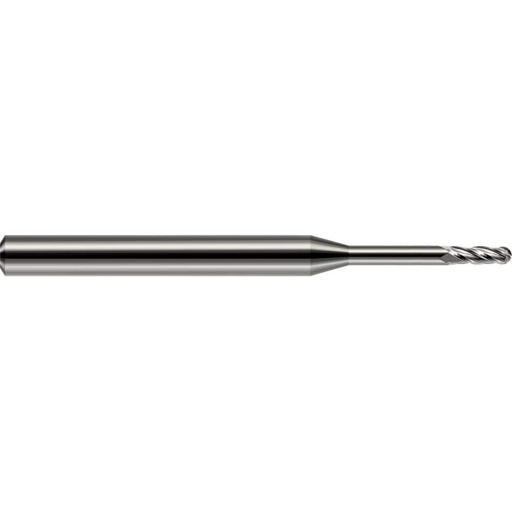 Harvey Tool Ball End Mill: .065" Dia, .195" LOC, 1-1/2" OAL, 1/2" Reach, 2 Flute, Uncoated, 76665